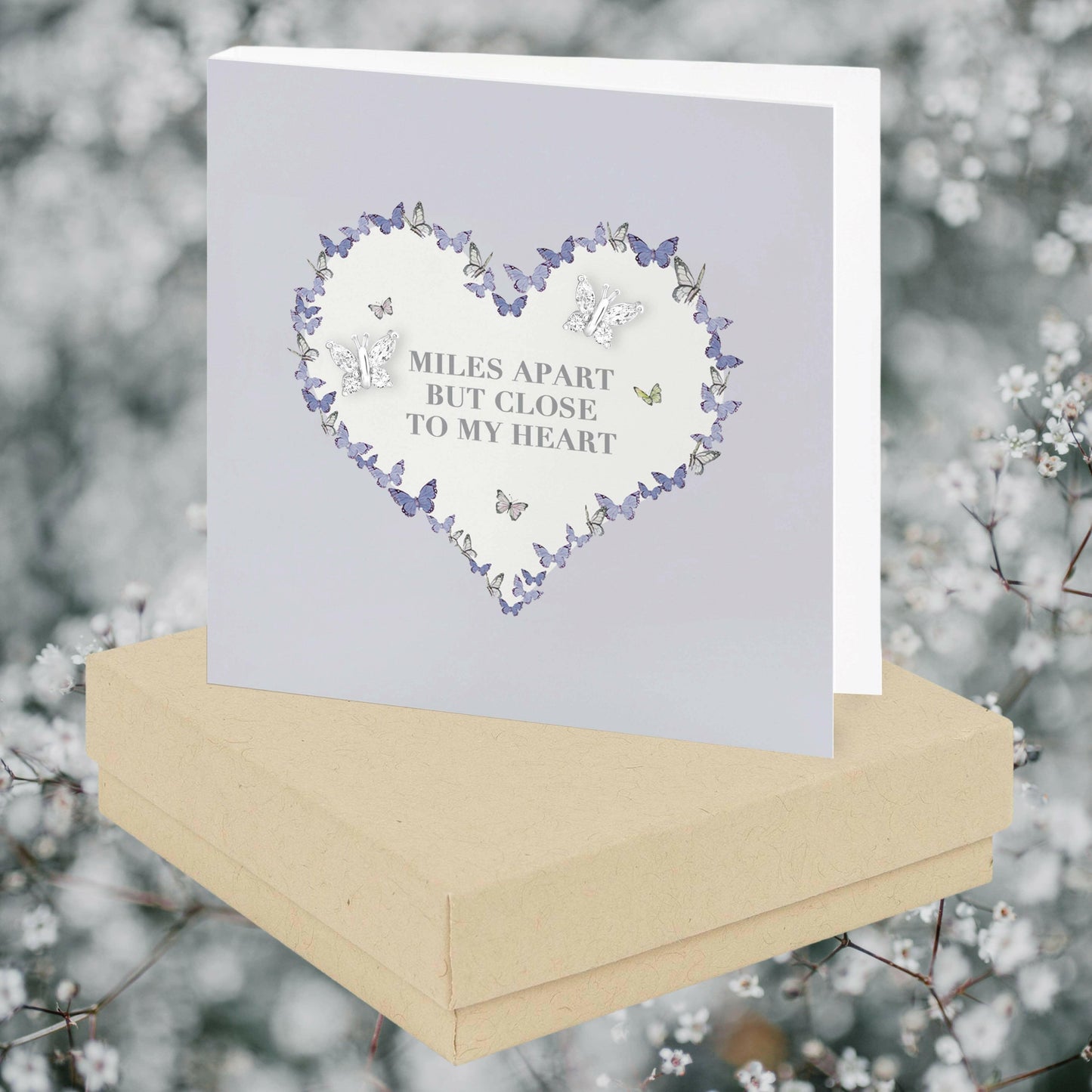 Sterling Silver Miles Apart Stud Earrings in Gift Box with Heartfelt Sentiment - Crumble and Core