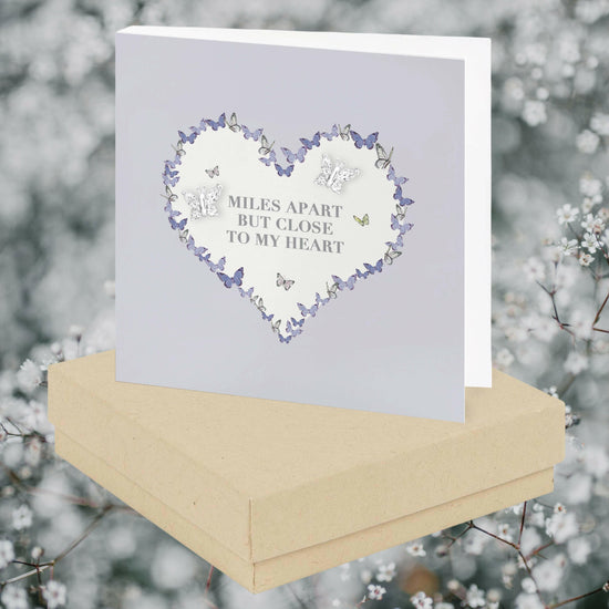 Sterling Silver Miles Apart Stud Earrings in Gift Box with Heartfelt Sentiment - Crumble and Core