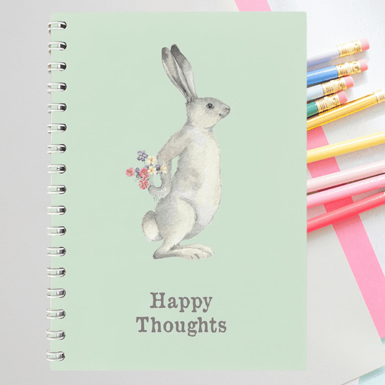 Wire Bound Notebook - Happy Thoughts - Journal for Easy Jottings - Crumble and Core