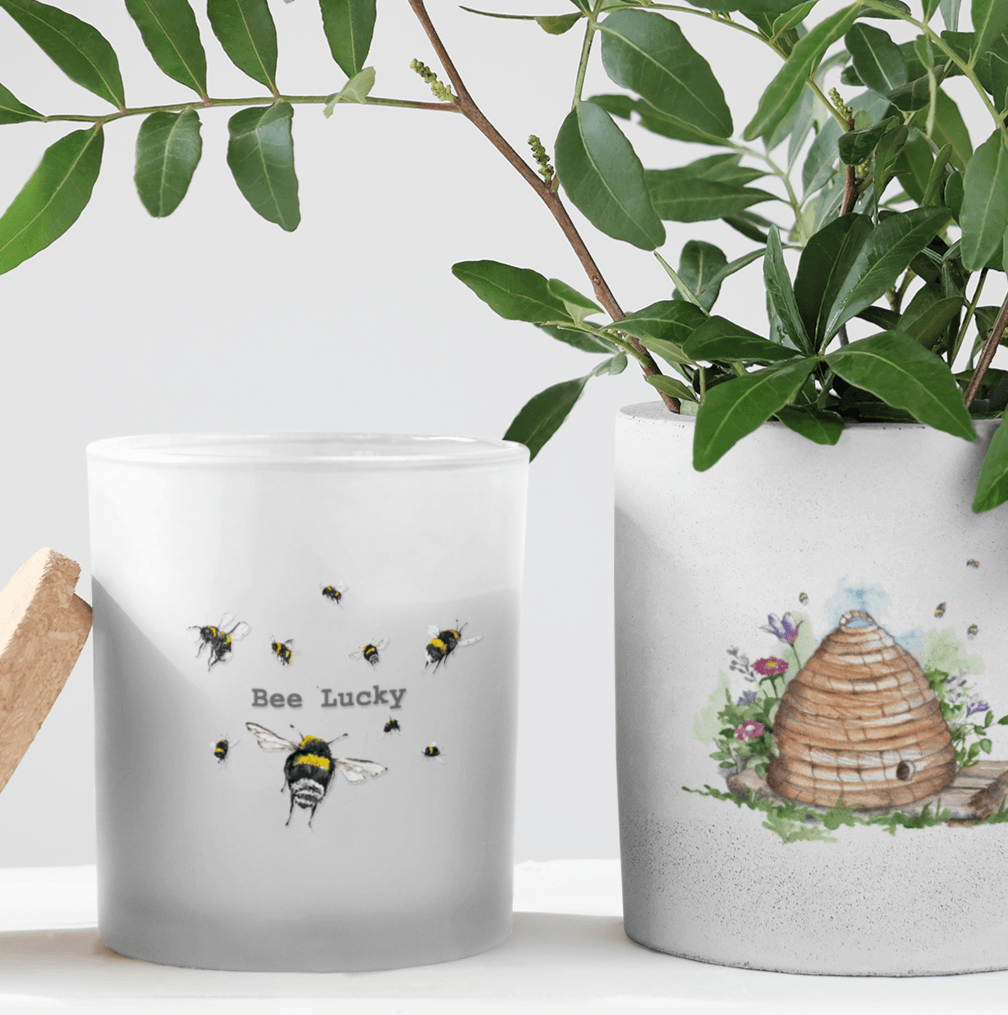 Bee Lucky Boxed Scented Candle and Card - Gift Set for Good Luck and Well Wishes - Crumble and Core