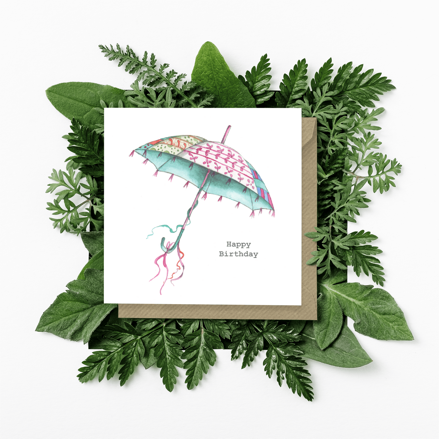 Boho Happy Birthday Umbrella Card - Crumble and Core