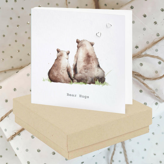 Sterling Silver Bear Hugs Stud Earrings with Hand Finished Gift Card - Crumble and Core