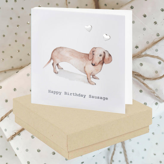 Sterling Silver Happy Birthday Sausage Stud Earrings with Gift Boxed Card - Crumble and Core