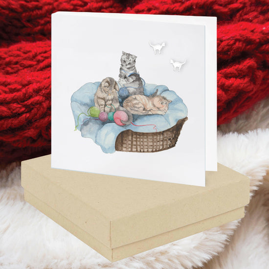 Sterling Silver Cat Stud Earrings - Perfect Gift for Cat Lovers - Boxed Cat Gift - Crumble and Core