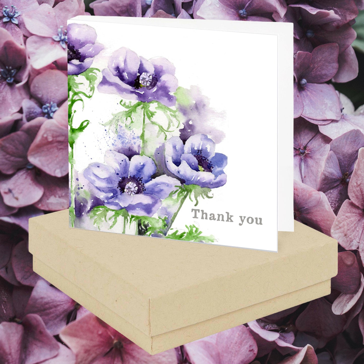 Sterling Silver Crystal Stud Earrings on Boxed Thank You Card - Hand Finished Elegant Gift - Crumble and Core