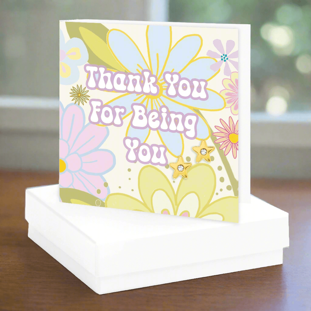 Gold Plated Star & CZ Stud Earrings on Crumble Babe Thank You-Boxed Gift - Crumble and Core