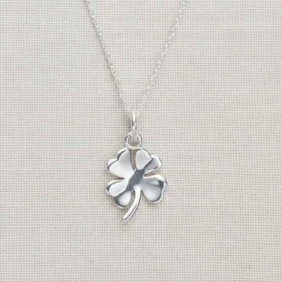Silver Necklace - Clover Lucky Charm - Good Luck Gift - Crumble and Core