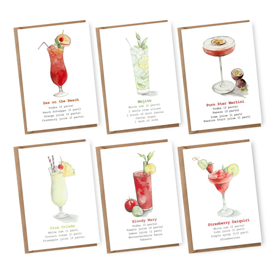 Boxed Assorted Cocktail Recipe of A6 Cards - Crumble and Core