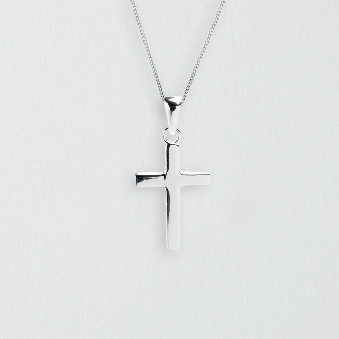 Sterling Silver Cross Necklace Elegant Religious Pendant for Men or Women - Crumble and Core