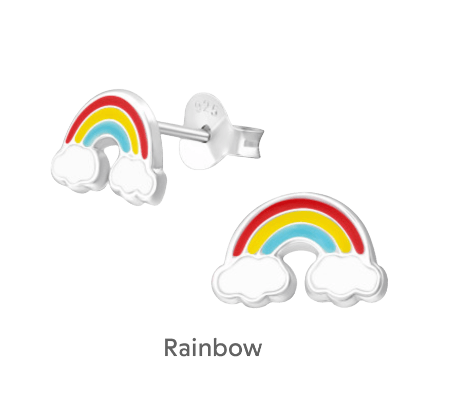 Sterling Silver Rainbow Crystal Stud Earrings on a card - Gift Box Included - Crumble and Core