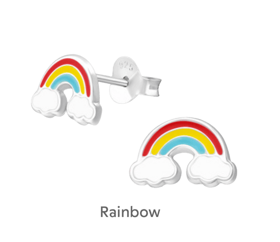 Sterling Silver Rainbow Crystal Stud Earrings on a card - Gift Box Included - Crumble and Core