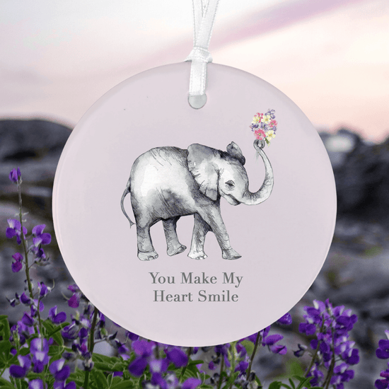 Hanging Ceramic Decoration - Elephant Gift - Keepsake Decoration - Gift for Lovers and Friends - Crumble and Core
