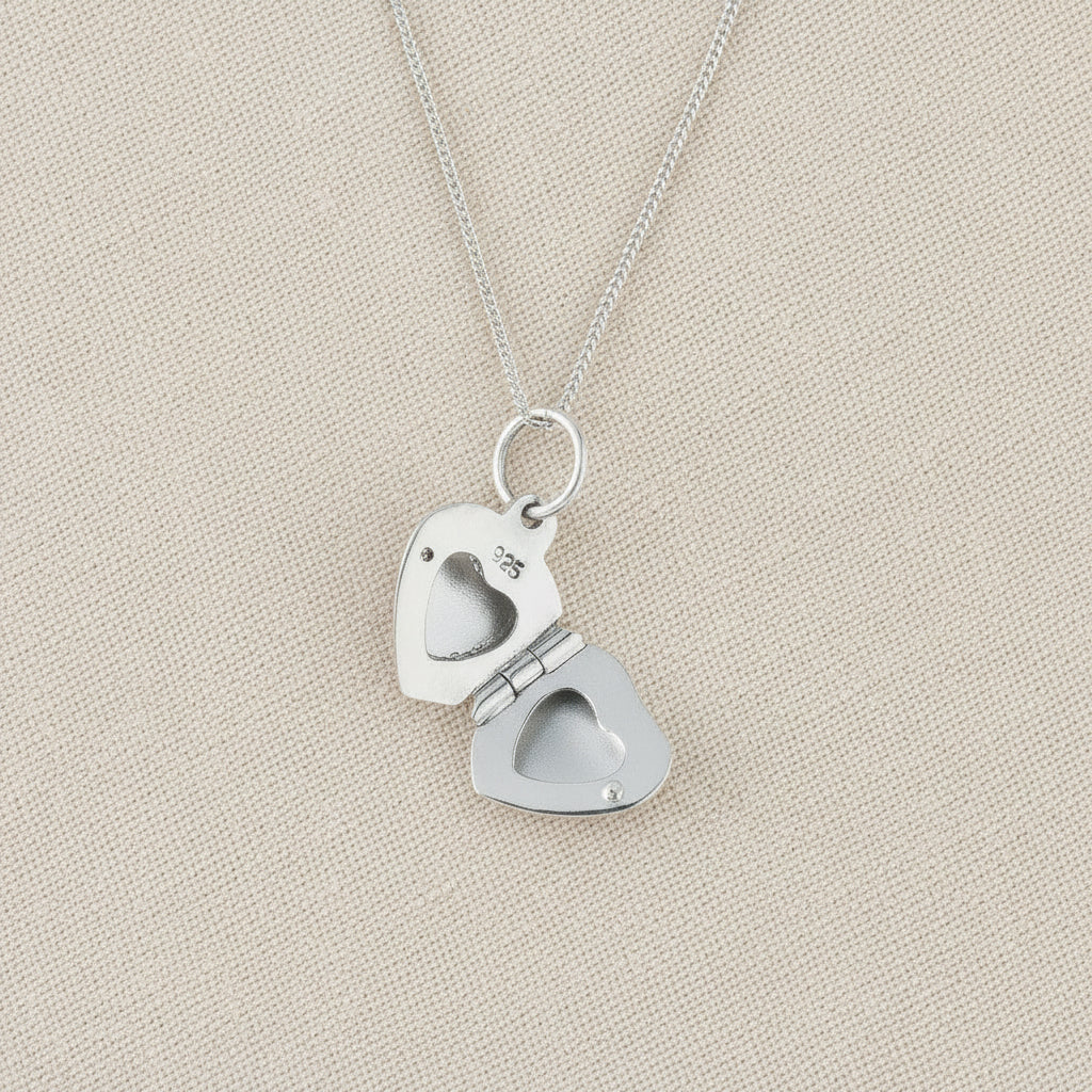 Sterling Silver Heart Locket Pendant Necklace - Crumble and Core