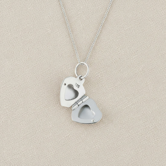 Sterling Silver Heart Locket Pendant Necklace - Crumble and Core