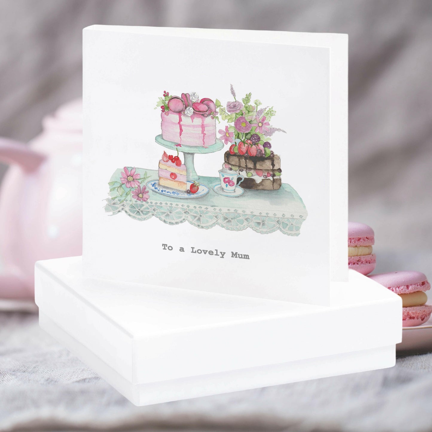 Sterling Silver Stud Earrings on Special Mum Tea Design Card - Elegant Jewelry for Everyday Special Occasions - Crumble and Core