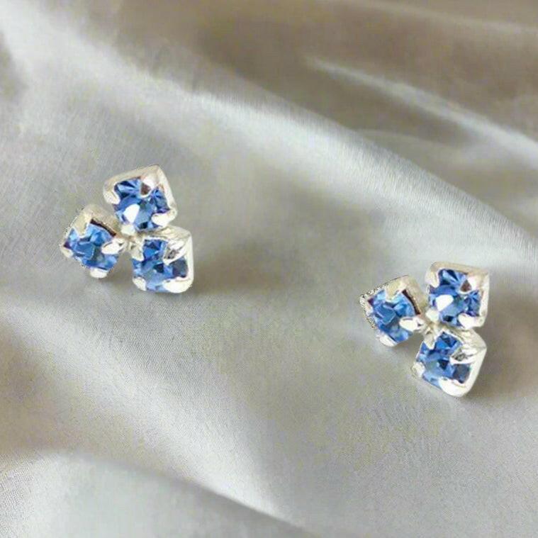 Silver Stud Earrings | Handcrafted 925 Sterling Silver Crystal Studs – Hypoallergenic Comfort - Crumble and Core