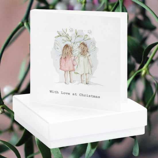 Christmas Fairies Sterling Silver Stud Earrings on a Card - Christmas Gift ChristmasCard - Crumble and Core