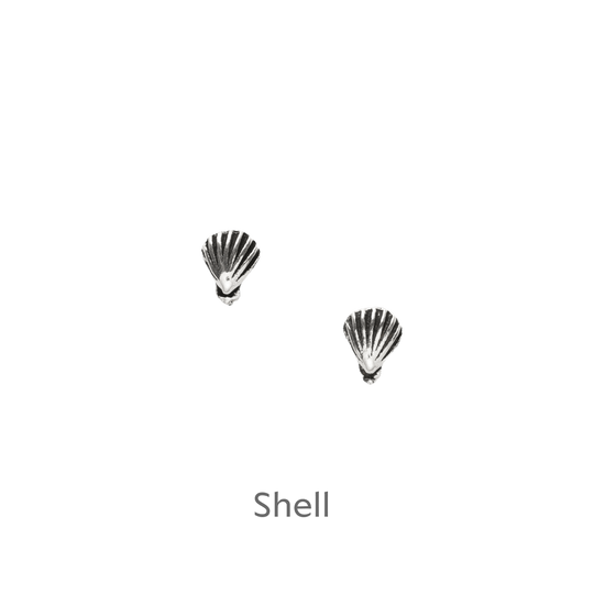 Sterling Silver Shell Stud Earrings on Beach Huts Card - Perfect Gift Boxed with Card Included - Crumble and Core