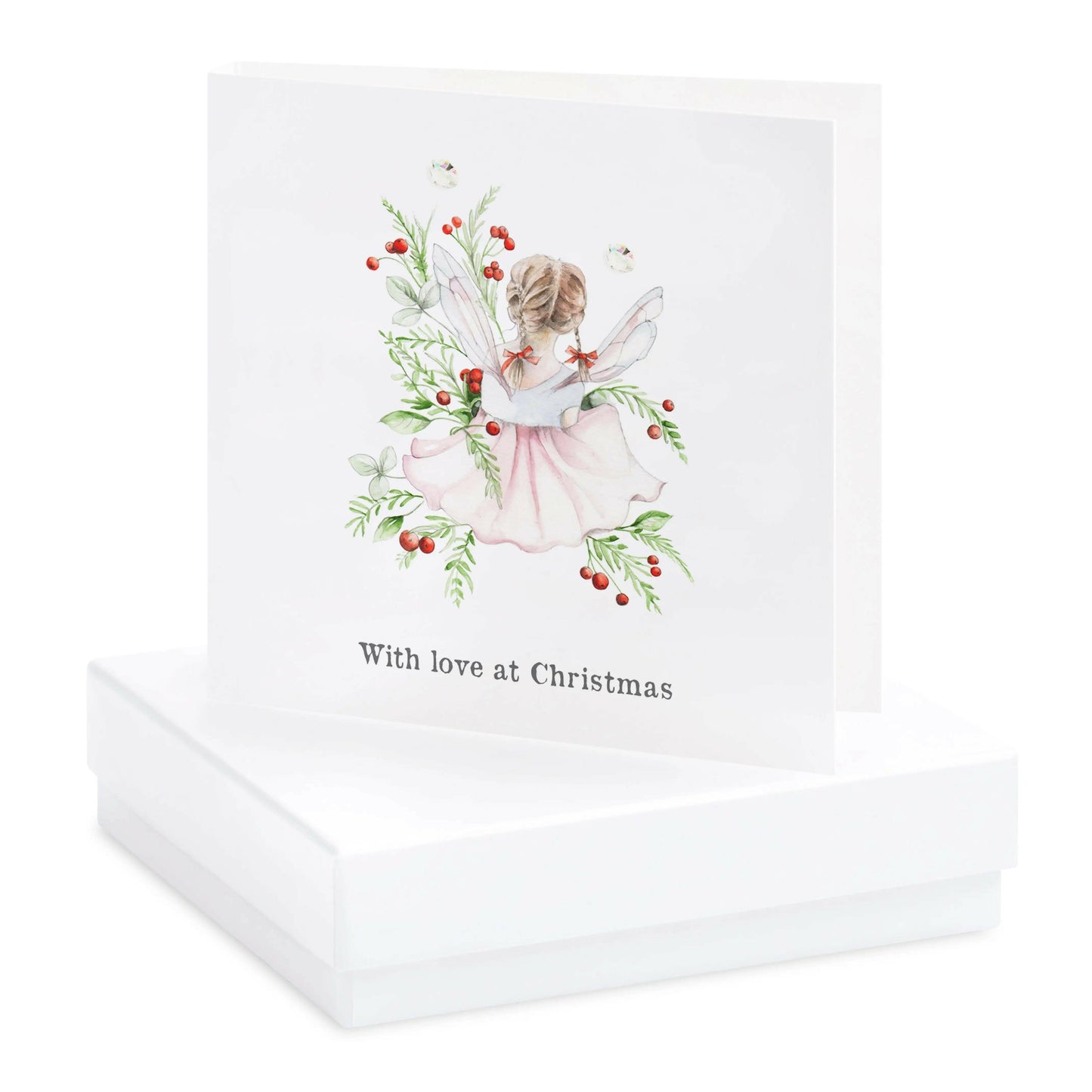 Sterling Silver Stud Earrings on Christmas Fairy Card - Boxed Christmas Card - Gifts for Her - Crumble and Core
