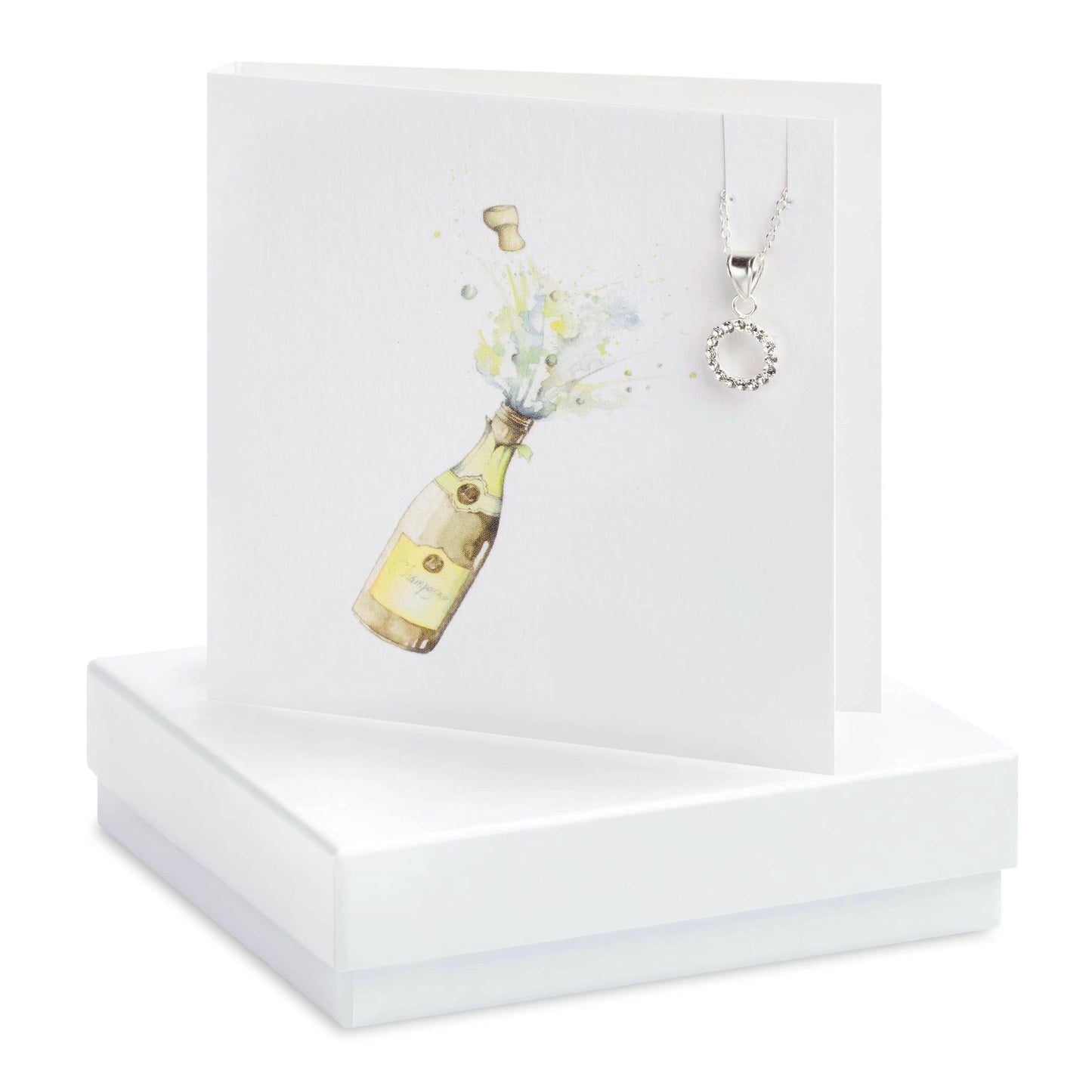 Sterling Silver Pendant Necklace with Cubic Zirconia - Perfect Gift Set with Box and Greeting Card - Crumble and Core