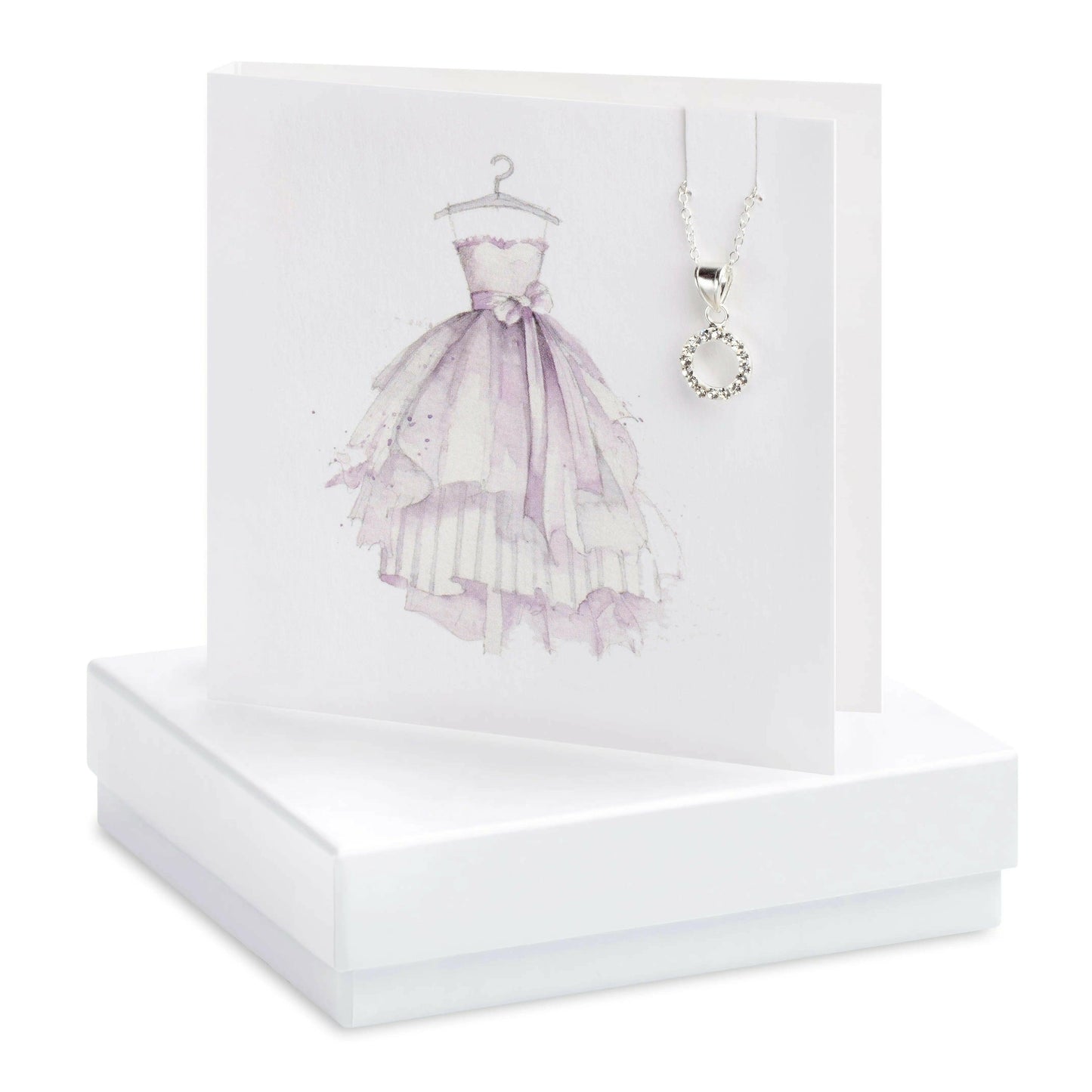 Sterling Silver Pendant Necklace with Cubic Zirconia - Gift Set with Box and Greeting Card - Crumble and Core