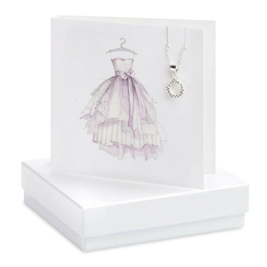 Sterling Silver Pendant Necklace with Cubic Zirconia - Gift Set with Box and Greeting Card - Crumble and Core