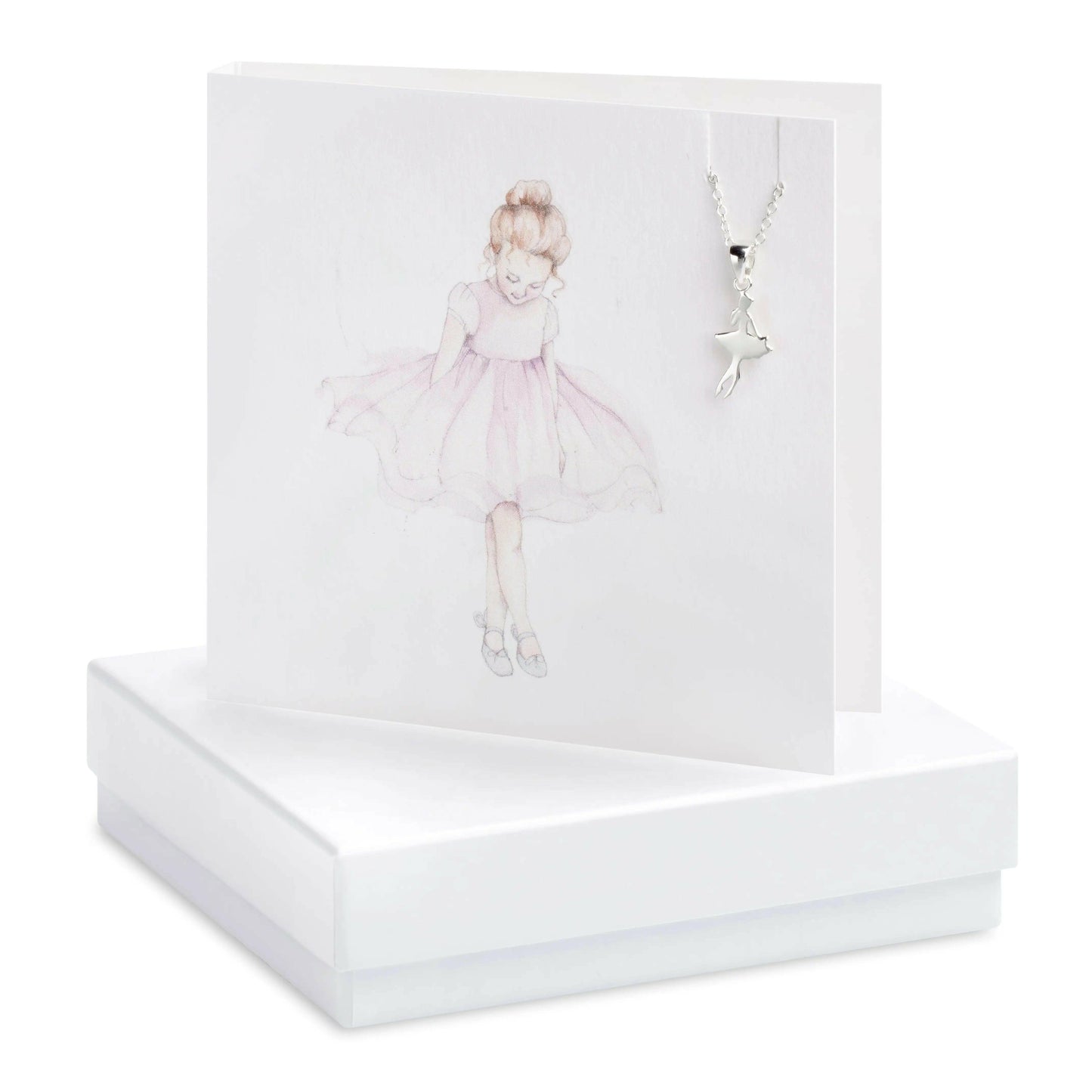 Sterling Silver Ballerina Pendant Necklace with CZ Perfect Gift for Dancers - Includes Gift Box and Card - Crumble and Core