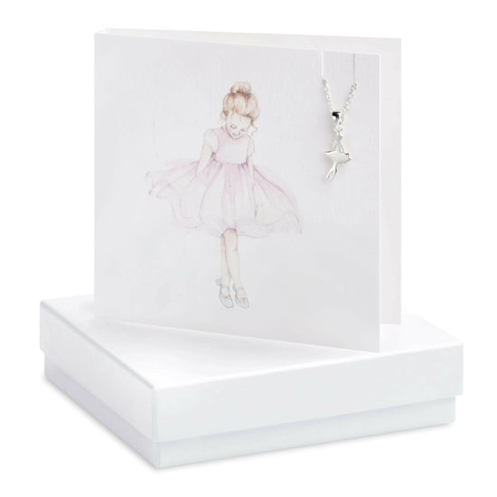 Sterling Silver Ballerina Pendant Necklace with CZ Perfect Gift for Dancers - Includes Gift Box and Card - Crumble and Core
