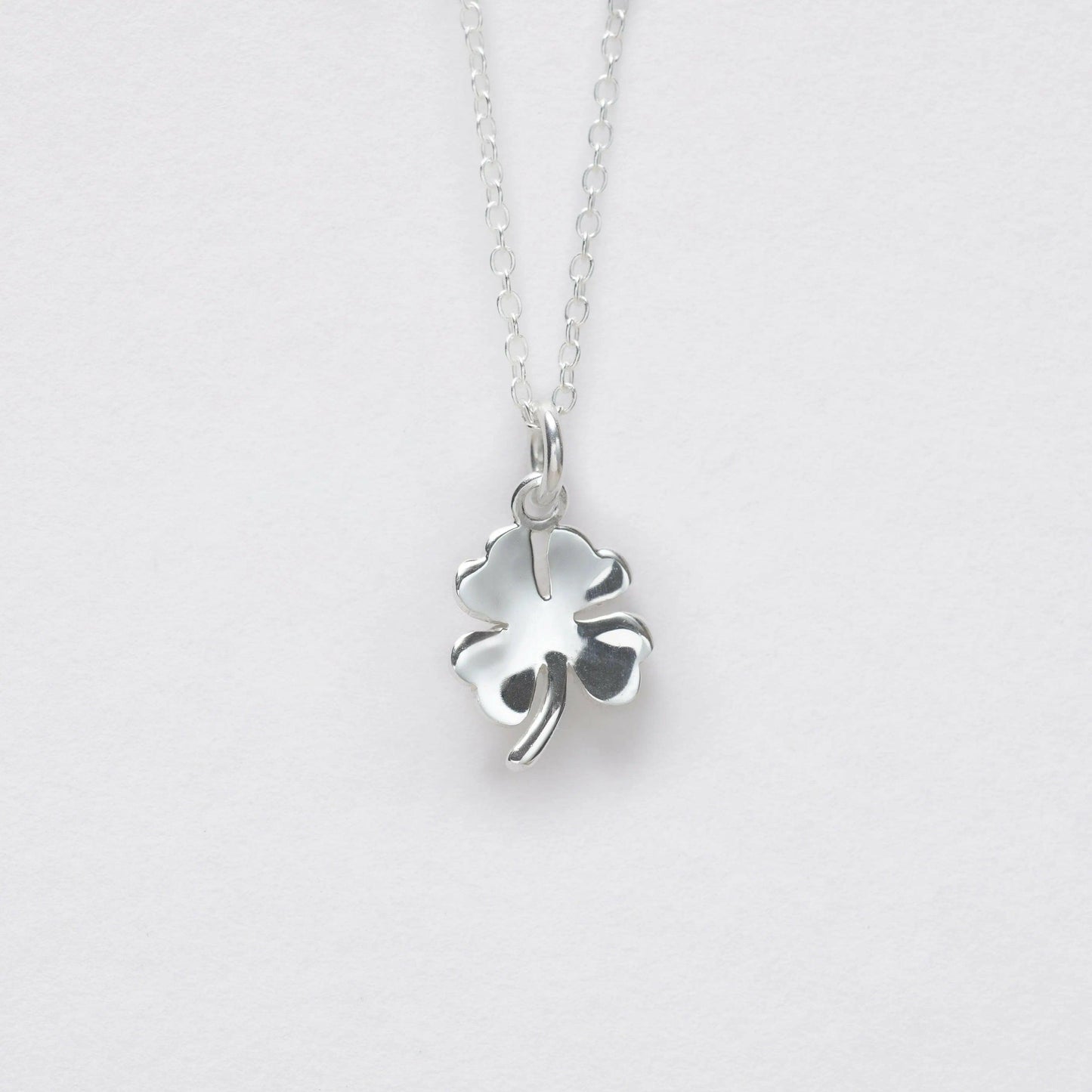 Silver Necklace - Clover Lucky Charm - Good Luck Gift Card - Crumble and Core