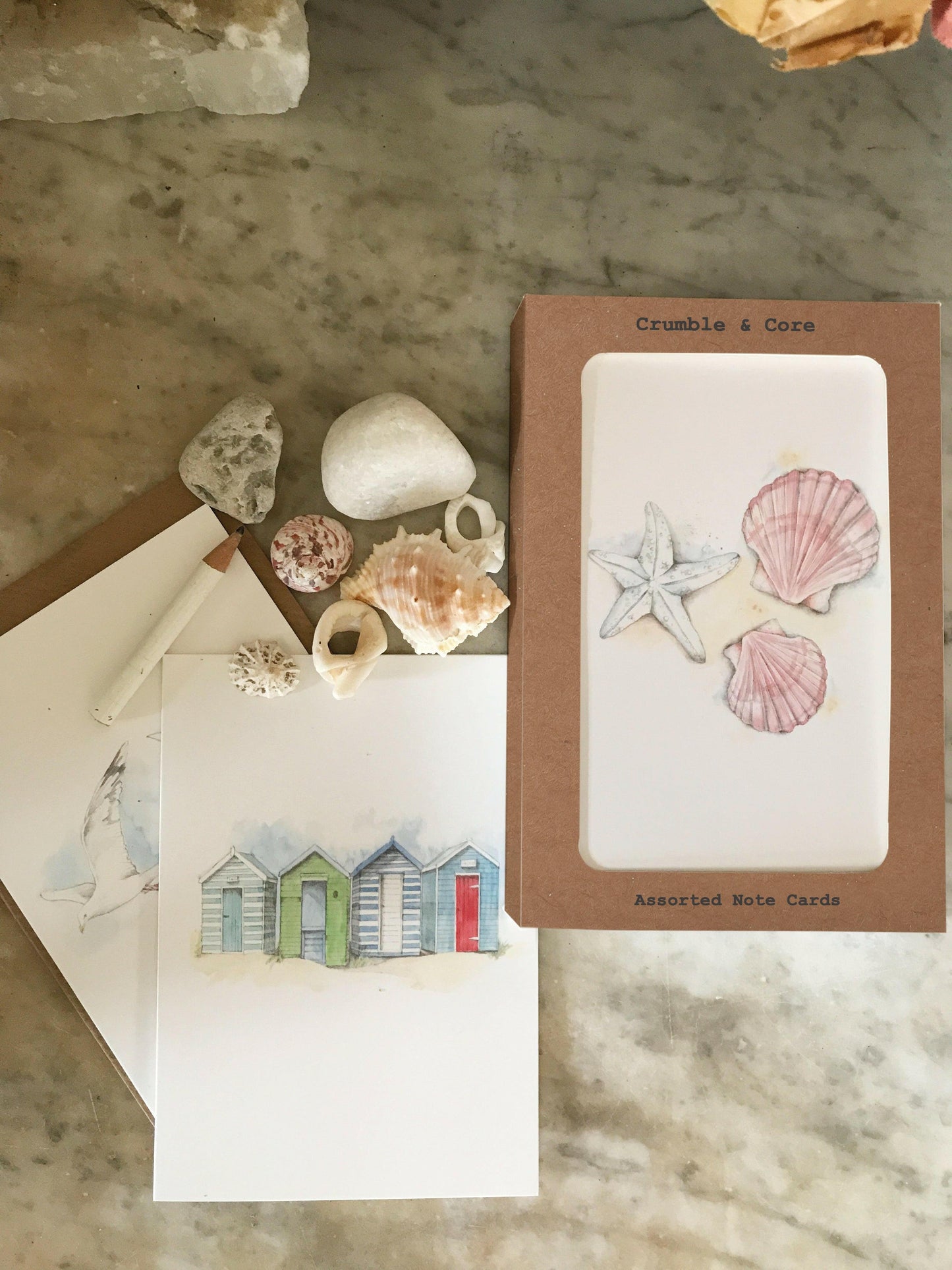 Boxed 'Seaside' pack of assorted A6 cards - Crumble and Core