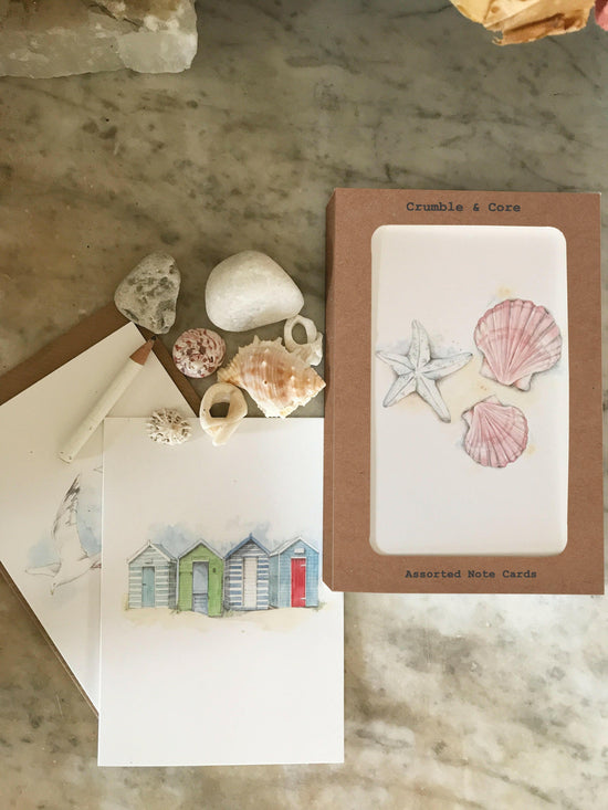 Boxed 'Seaside' pack of assorted A6 cards - Crumble and Core