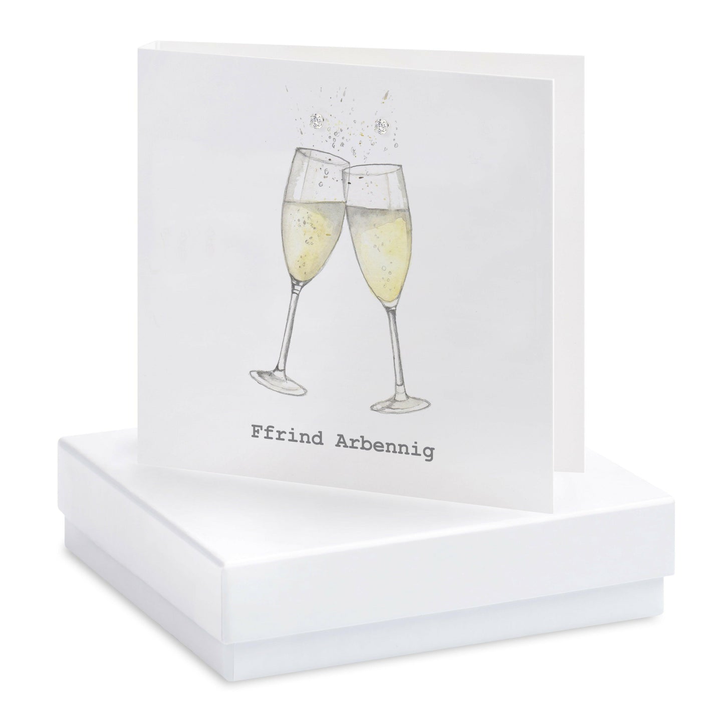 Sterling Silver Welsh Champagne Design Stud Earrings - Perfect Gift for Friends with Elegant Box Card - Crumble and Core