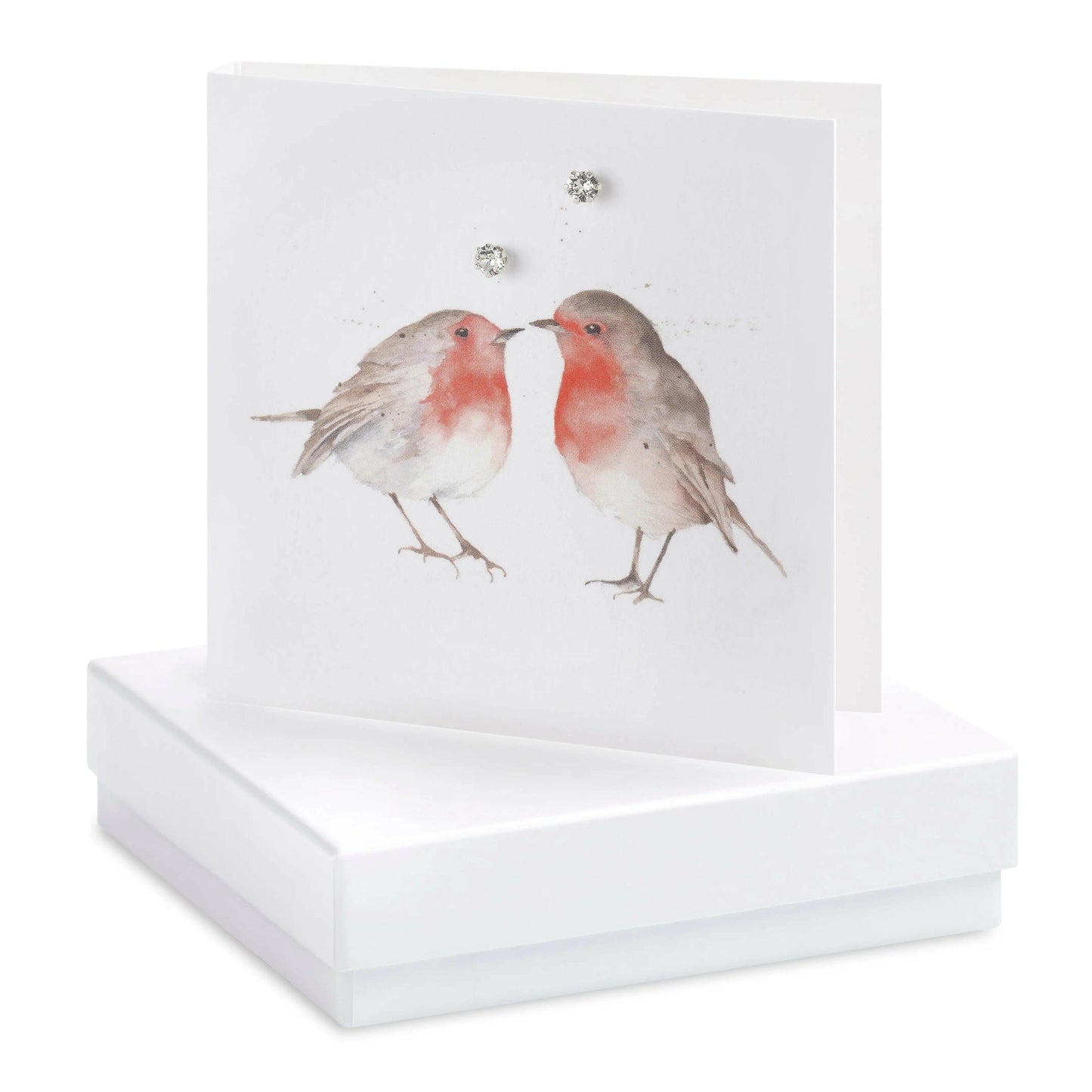 Boxed Sterling Silver Stud Earring Card - Robin Design Boxed Ready for Gifting - Crumble and Core