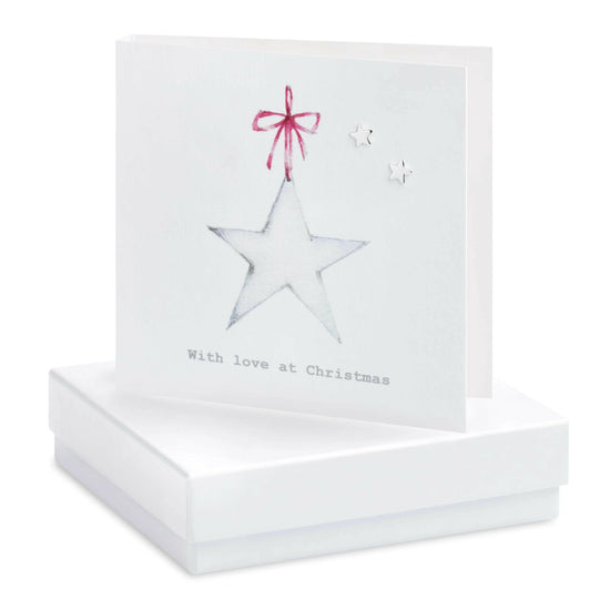 Christmas Star Sterling Silver Stud Earring Card - Elegant Holiday Gift Box - Crumble and Core