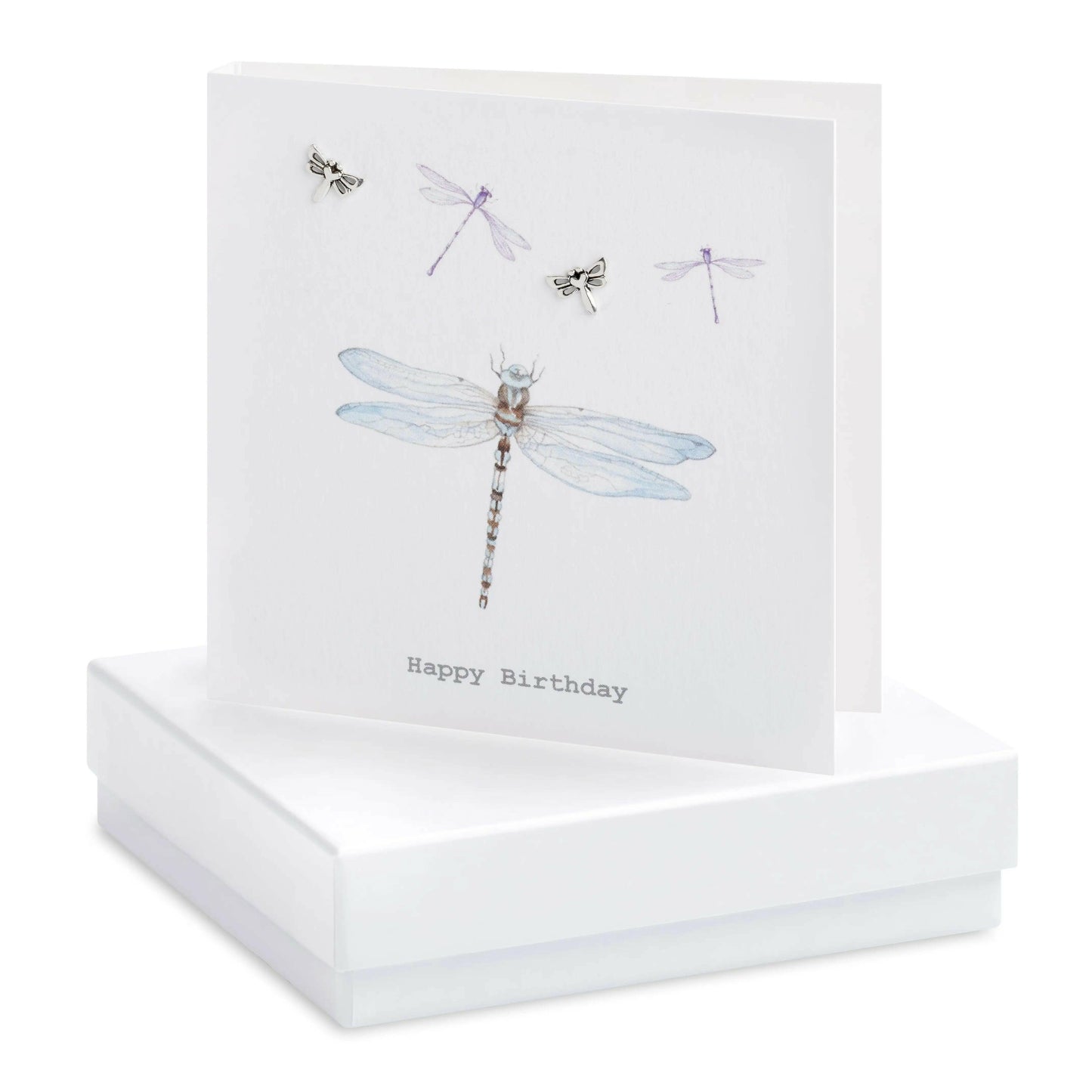 Sterling Silver Dragonfly Stud Earrings in Gift Box for Birthday Celebration - Crumble and Core