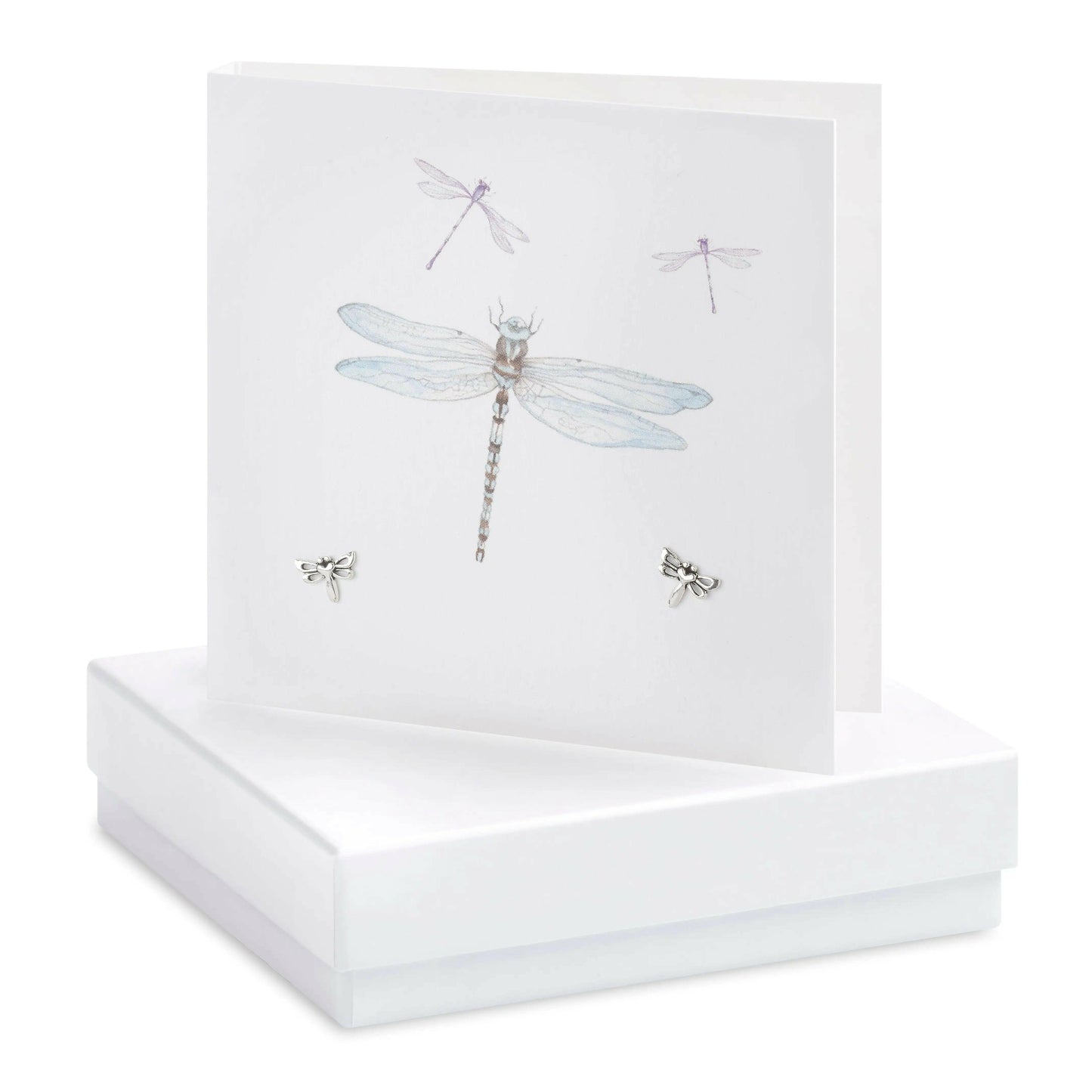 Dragonfly Sterling Silver Stud Earrings - Boxed Gift Card Included - Crumble and Core