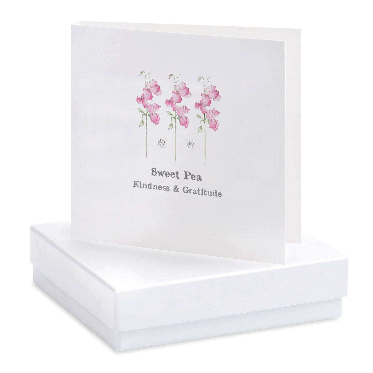 Sterling Silver Sweet Pea Earrings Card Set in Gift Box Ideal Gifting Option - Crumble and Core