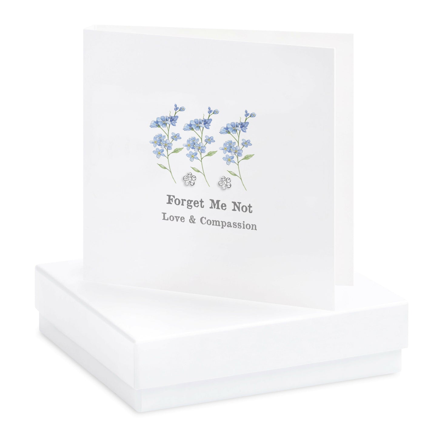 Sterling Silver Stud Earrings with Forget Me Not Card - Elegant Gift for Her - Crumble and Core