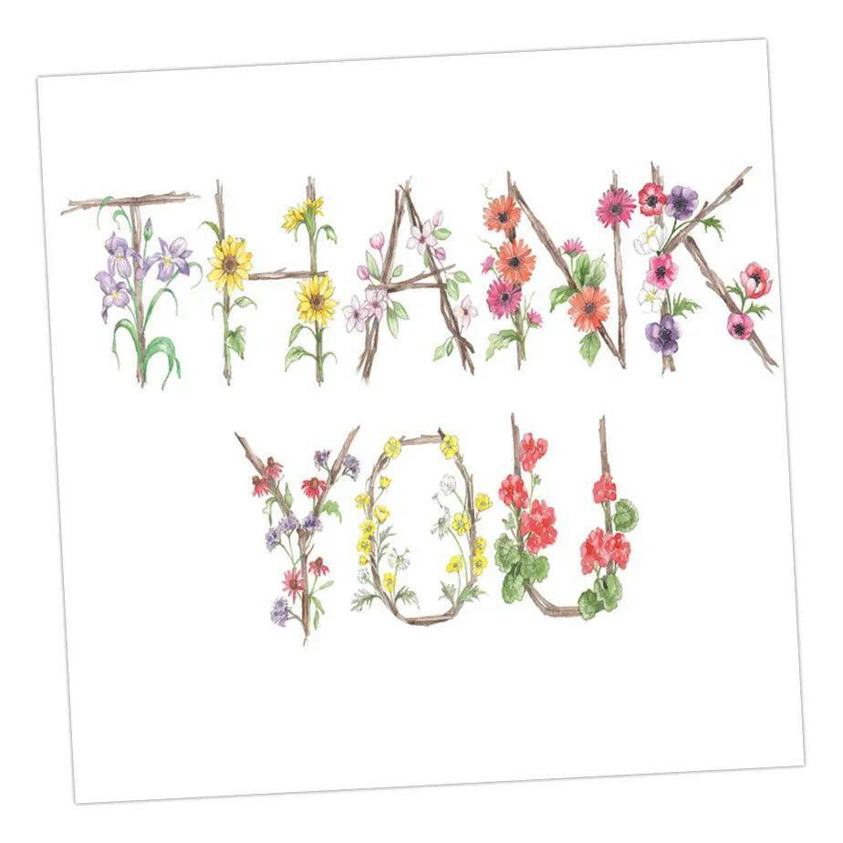 Thank you Card - Floral Letter Alphabet Design Card Thank You - Crumble and Core