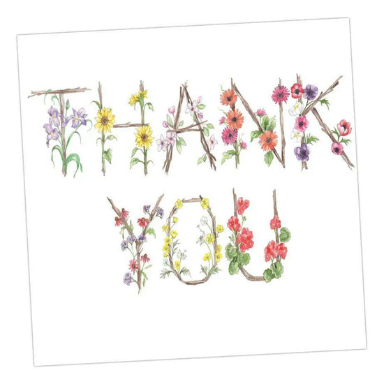 Thank you Card - Floral Letter Alphabet Design Card Thank You - Crumble and Core