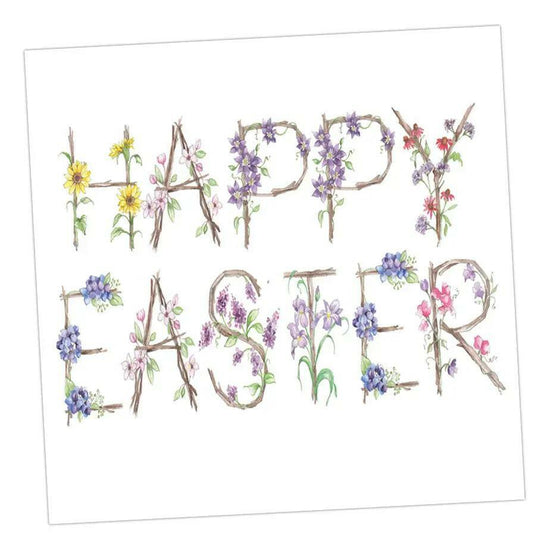 Happy Easter Floral Letter Card - Greeting for Holiday Season - Crumble and Core