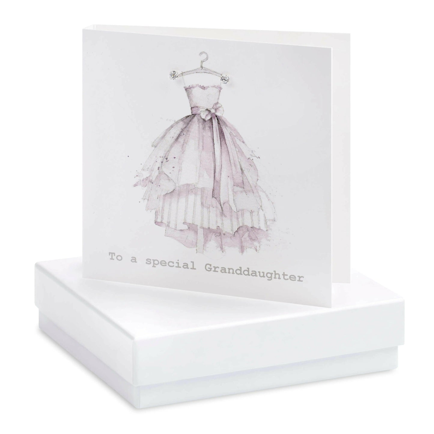 Sterling Silver Crystal Earrings Gift Card for Granddaughter - Ideal for Special Occasions - Crumble and Core
