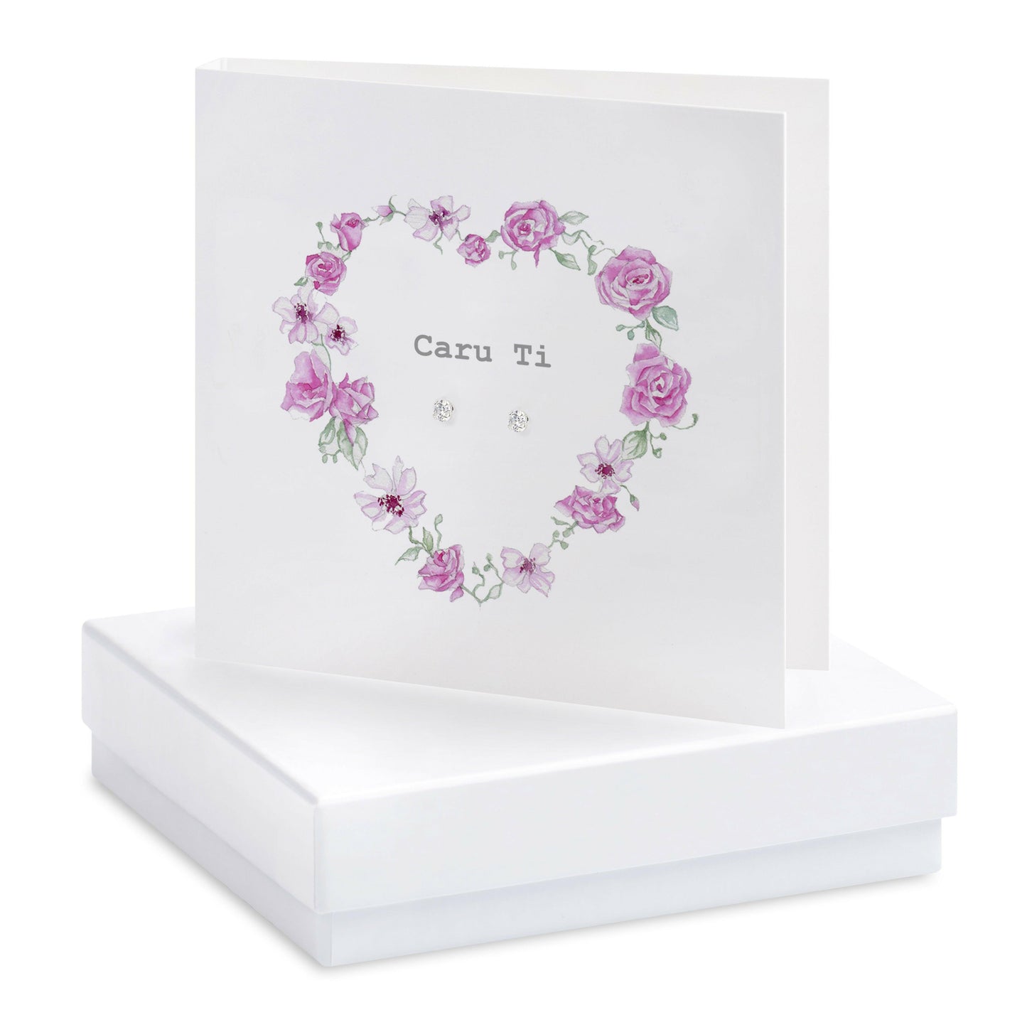 Sterling Silver Love Heart Stud Earrings - Welsh Design Gift Box - Crumble and Core