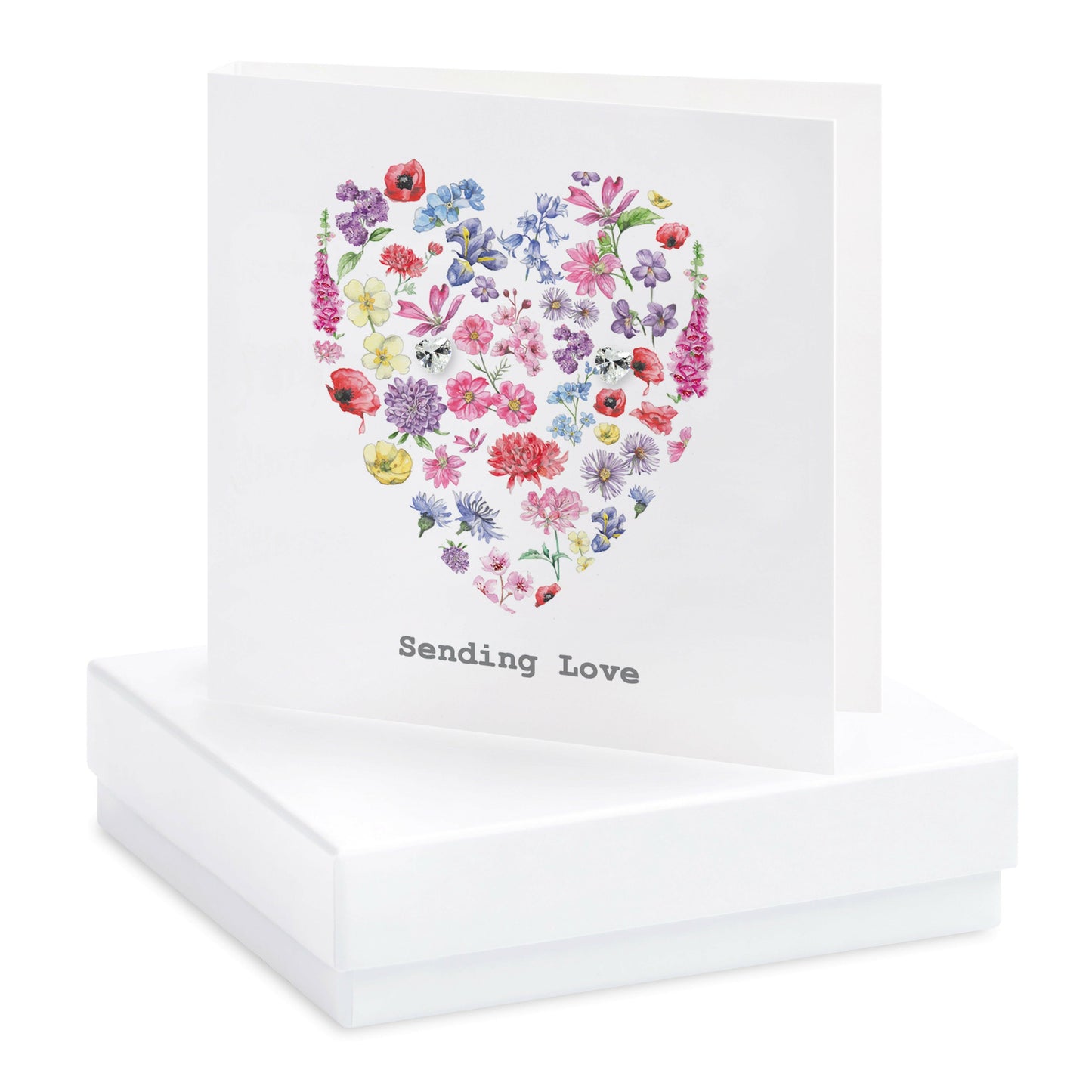 Sterling Silver Heart Stud Earrings on a Greeting Card - Thoughtful Love Gift - Crumble and Core