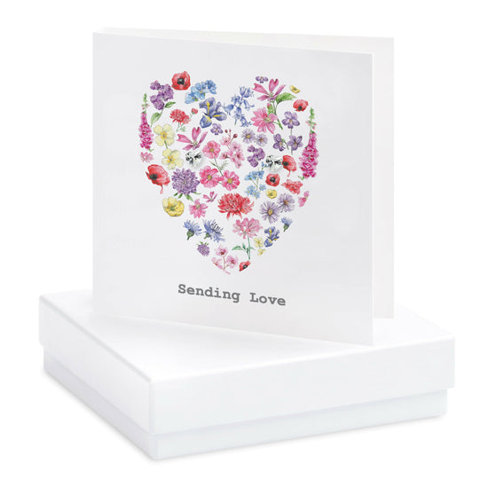Sterling Silver Heart Stud Earrings on a Greeting Card - Thoughtful Love Gift - Crumble and Core