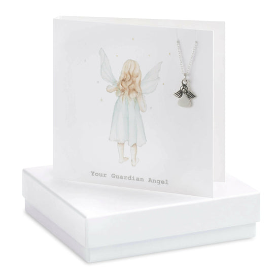Sterling Silver Angel Pendant Necklace Gift Set with Gift Box Guardian Angel Card - Crumble and Core
