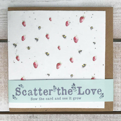 Scatter the Love Plantable Bees & Strawberries Seed Card - Crumble and Core
